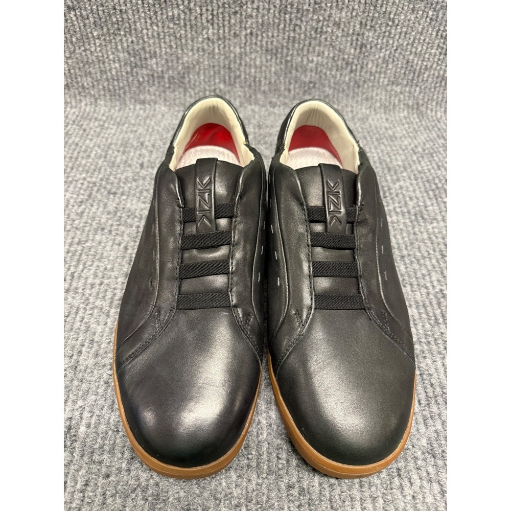 Kizik Lima Black Leather Hands Free Slip On Sneakers Mens Gum Sole Low Top Shoe